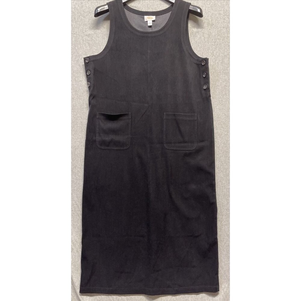 Talbots Womens Maxi Dress Size Large Black Smooth Sleeveless Mature Modest